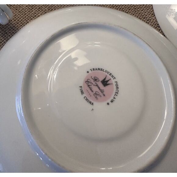 3 Royalton China & Co. Ivory Translucent Gold Porcelain 5-1/2" Cup & Saucer Sets - Picture 7 of 7